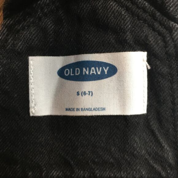 Old Navy Girls Slouchy Straight Dark Wash Workwear Jean Overalls Size S (6-7) - Picture 5 of 7